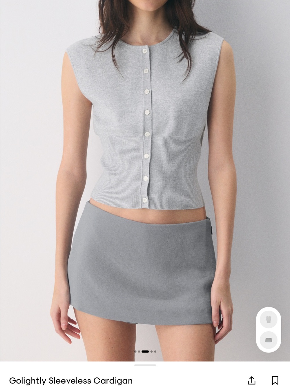 Aritzia Golightly Sleeveless Cardigan in Light Gray - Picture 1 of 3